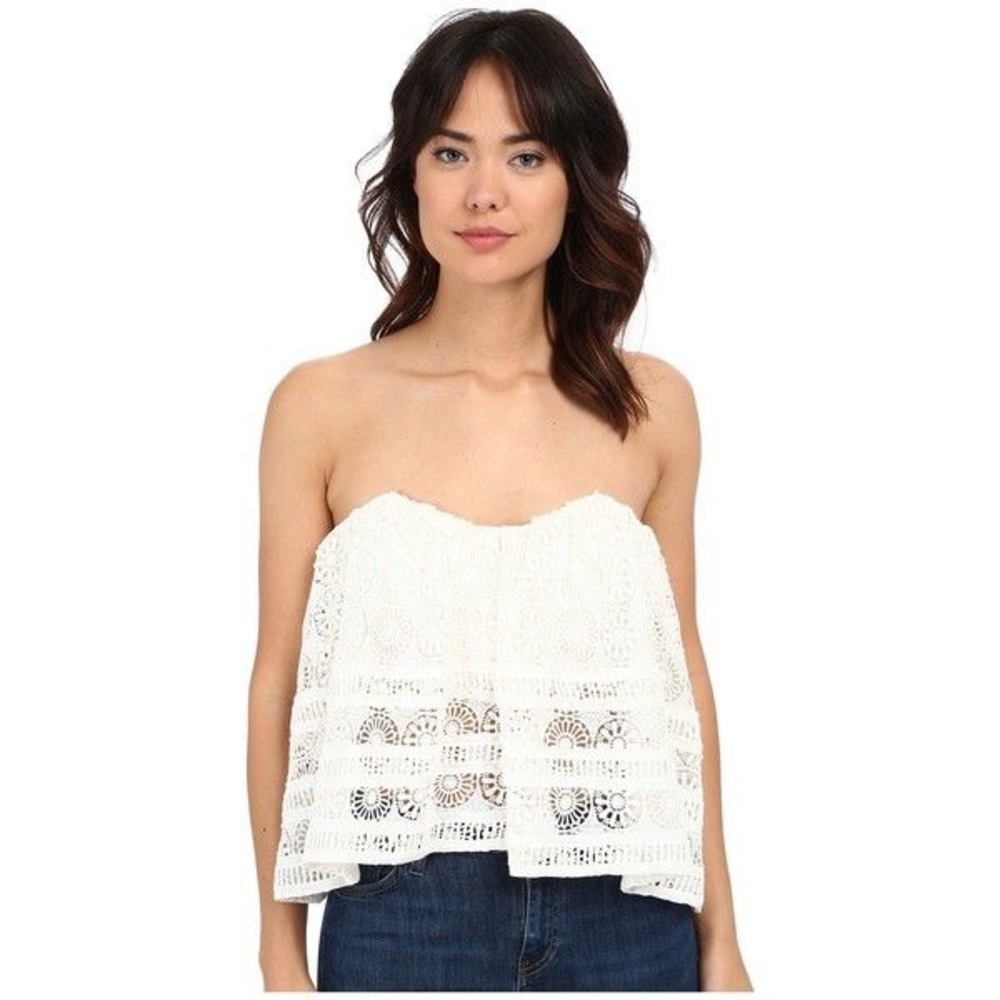 Free people white strapless top